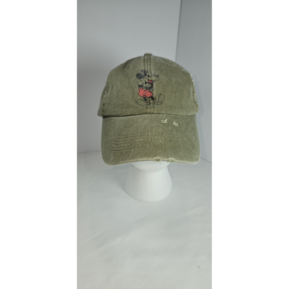 Mickey Mouse Disney‎ Parks Olive green distressed adjustable hat/cap